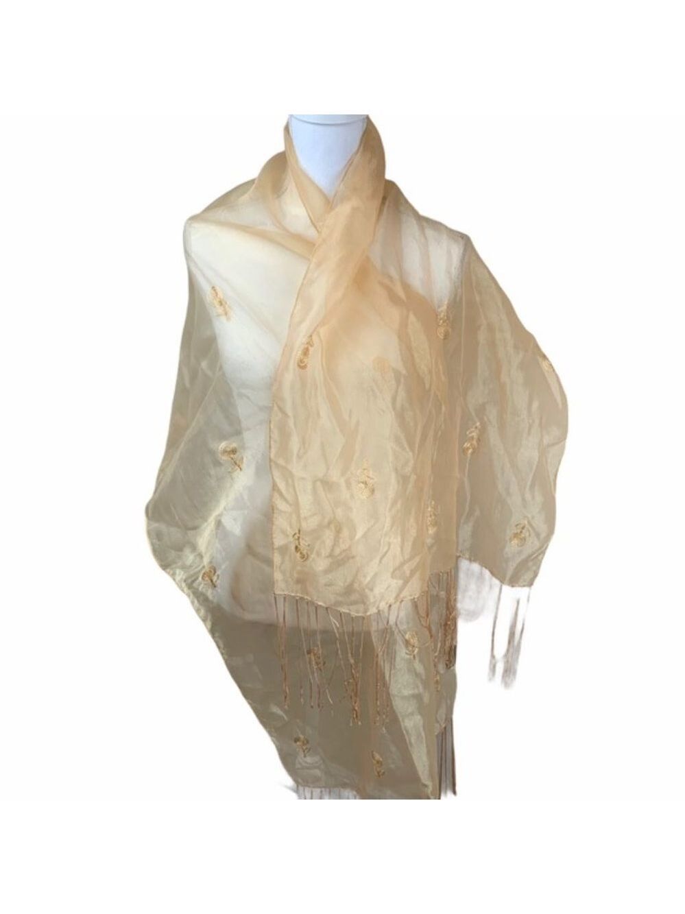 Rachelle Sheer‎ Embroidered Indian Scarf/Shawl In Good Used Condition.